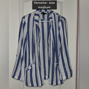 Versona Blue and White Striped Blazer
